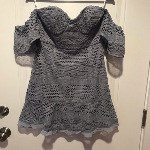 BLUE LACE OFF-THE-SHOULDER DRESS - Picture 4 of 4